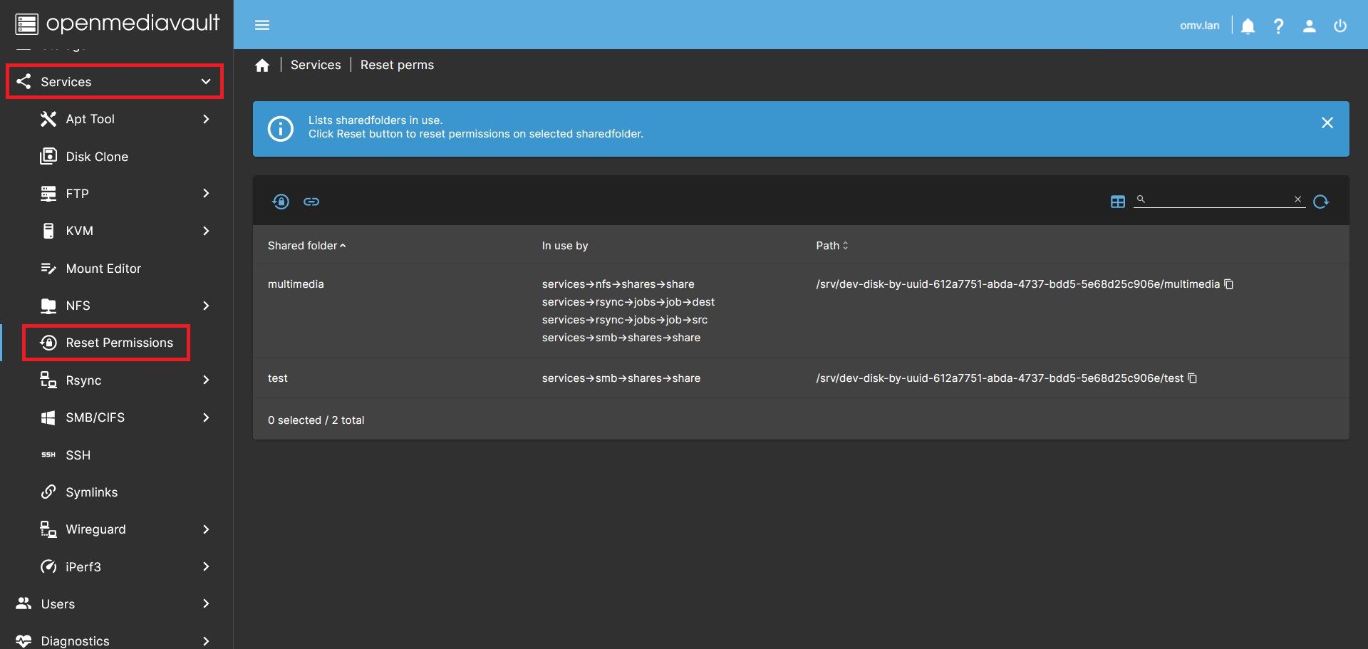 lista folder&oacute;w w pluginie Reset Permissions